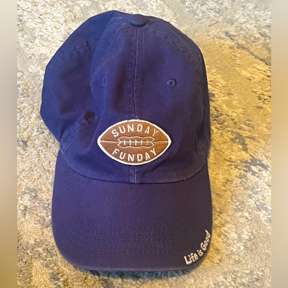 Life is Good “Sunday Funday” Football Hat – Navy Blue Adjustable Baseball Cap